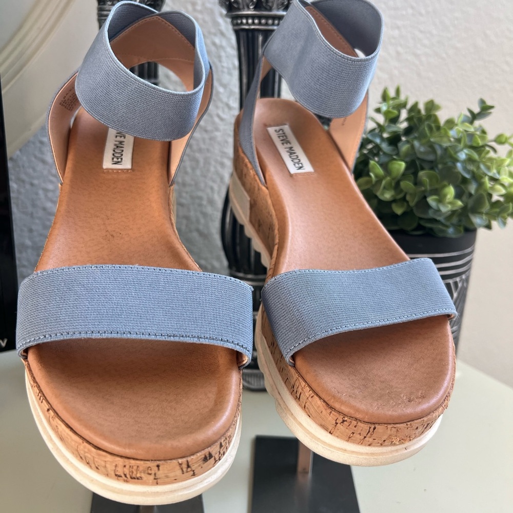 Steve Madden Elba Women's Platform Sandals - Blue size 9 - Picture 3 of 8